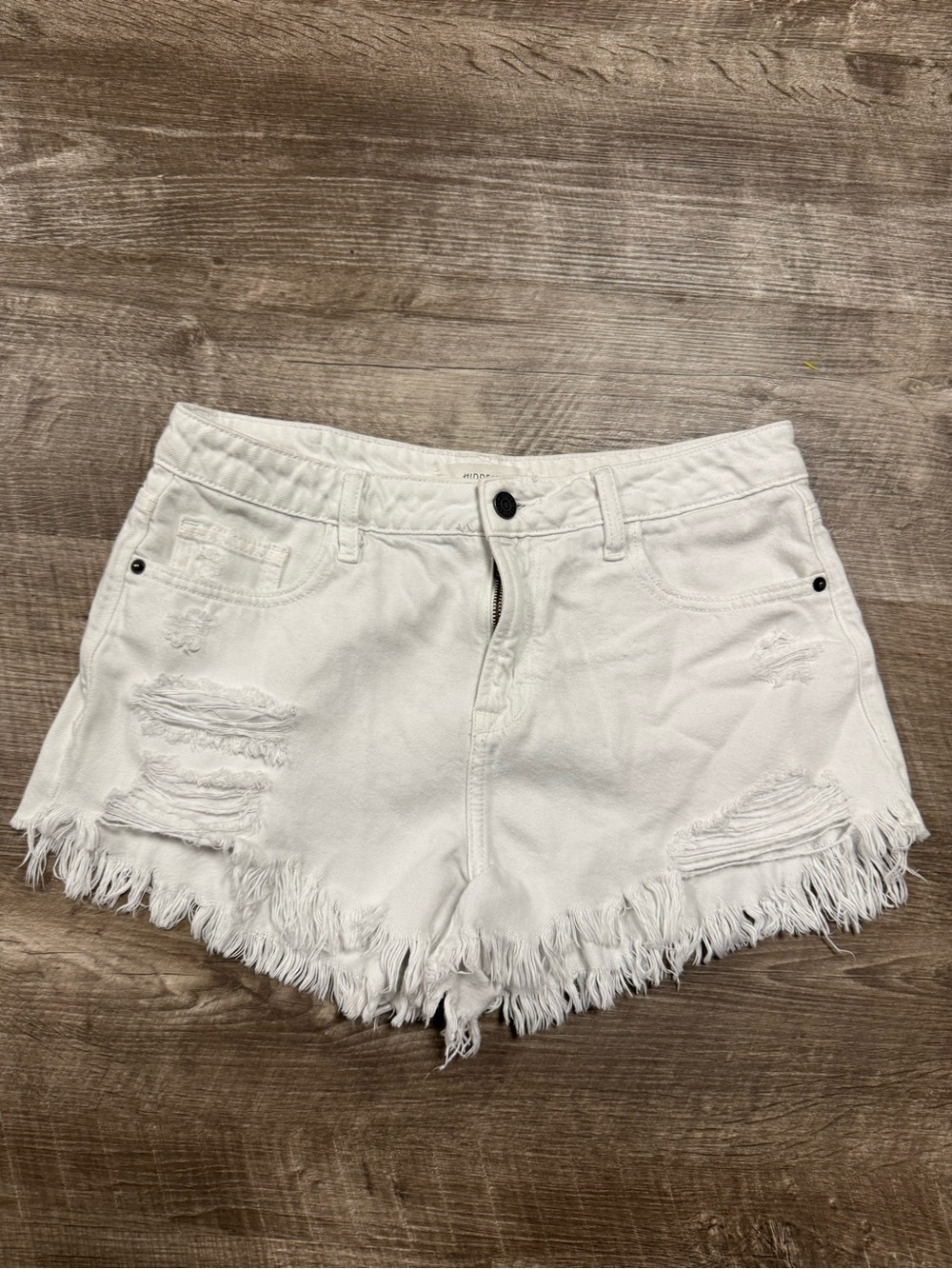 HIDDEN White Finn Fray Jean Shorts Size Medium